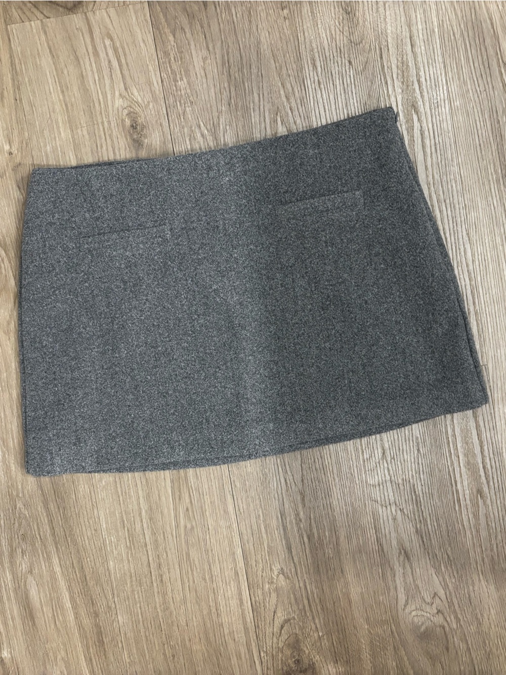 Classic Gray Wool Mini Skirt - Women's Tailored A-Line Size 14
